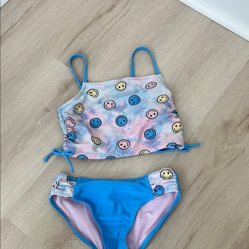 Cat & Jack Kids Swim Bikini - Blue and Pink Smiley Design
